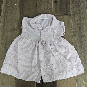Bebetto Baby Dress 12–18M Pink Button Front with Textured Dots